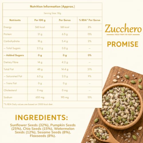 Image 2 of Zucchero Roasted & Salted Seed Mix - 6 in 1 Super Crunchy Mix (400g)