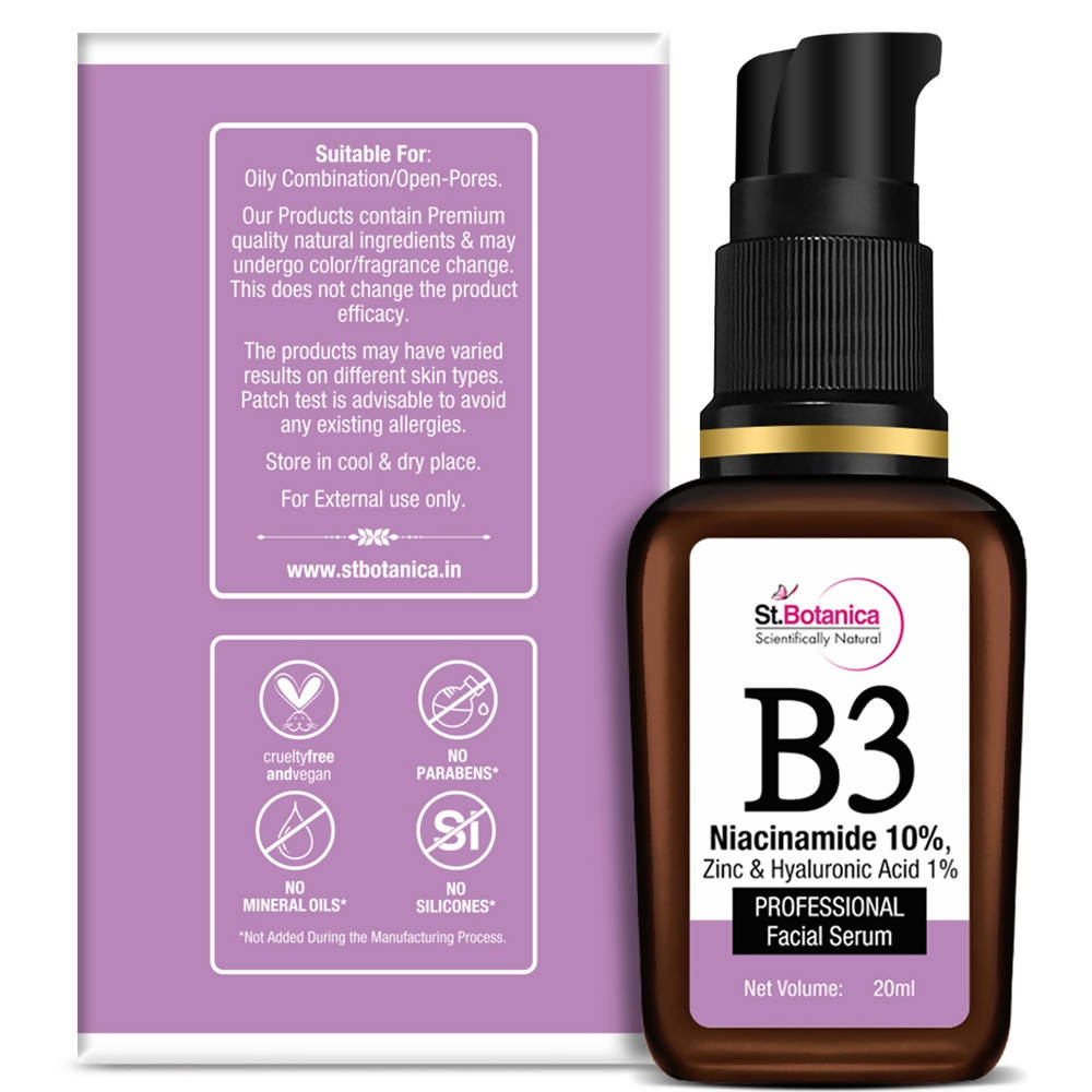 Image 8 of St.Botanica B3 Niacinamide, Zinc & Hyaluronic Acid Professional Facial Serum