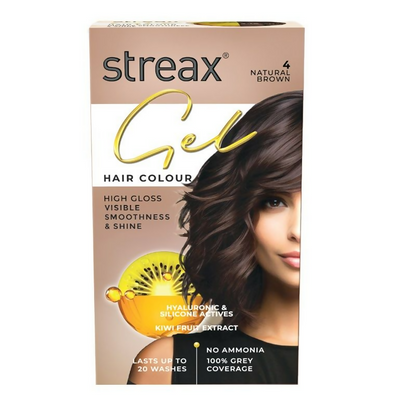 Image 1 of Streax Gel No Ammonia 100% Grey Coverage Hair Color - Natural Brown 4