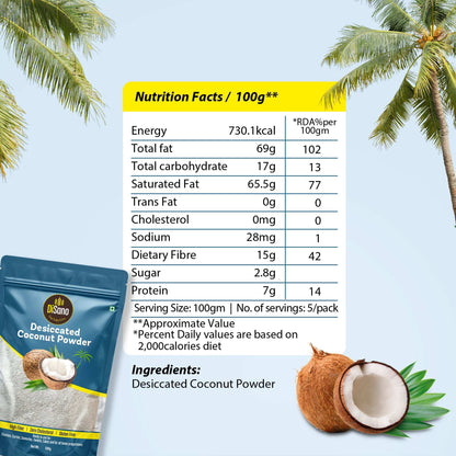 Image 5 of Disano Desiccated Coconut Powder, No added Sugar or Flavour, 500g