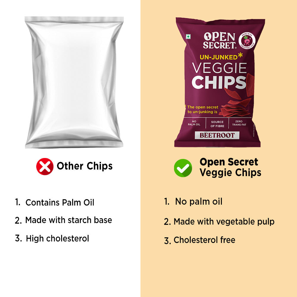 Image 4 of Open Secret Beetroot Chips | Healthy Snacks, 0% Palm Oil, Contains Protein and Vegetables | Guilt Free