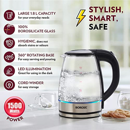 Image 5 of Borosil Electric Glass Kettle 1.8 L