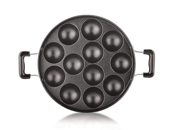 Image 2 of Generic Non-Stick 12 Cavity Grill Appam Patra with Stainless Steel Lid