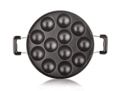 Image 2 of Generic Non-Stick 12 Cavity Grill Appam Patra with Stainless Steel Lid