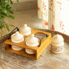 Image 1 of Default Title for the product ExclusiveLane Art Of Warli Ceramic Pickle Jars with Wooden Holder Set of 4, 280 ml