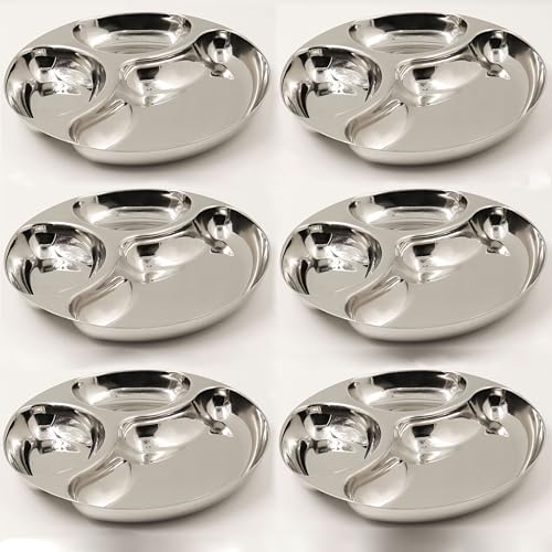 Image 6 of Pack of 6 for the product Spillbox Stainless Steel Tiffin Plate