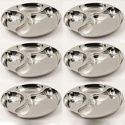 Image 6 of Pack of 6 for the product Spillbox Stainless Steel Tiffin Plate