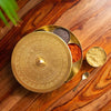 Image 1 of Default Title for the product ExclusiveLane Floral Brass Spice Box for Kitchen with Spoon 7 Detachable Containers 100 ML Each Gold