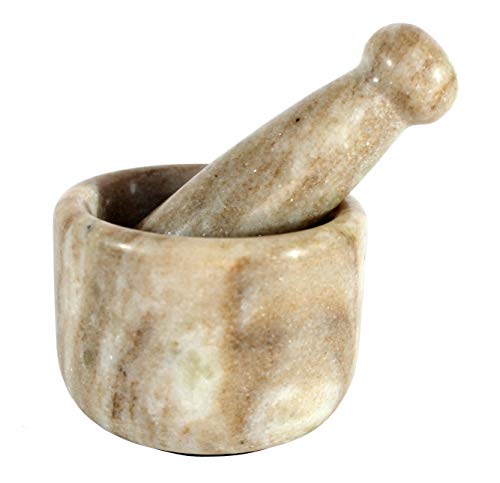 Image 4 of KLEO Stone Mortar and Pestle (Very Small Size) Ginger, Medicine Pills Grinder Masher - (3 Inch) (Brown)