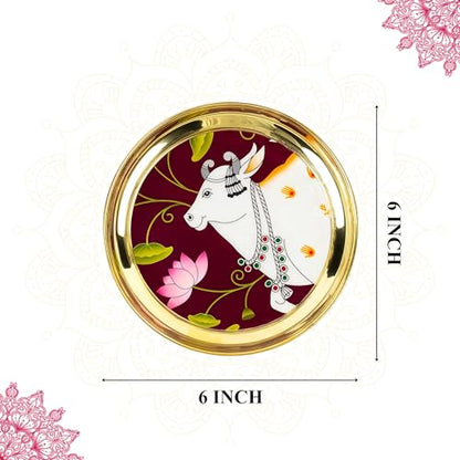 Image 3 of Klassic 6 Inch Brass Pooja Thali, (Pack Of 1, Golden)