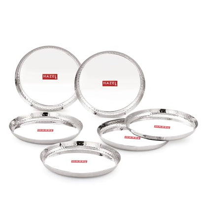 Image 6 of HAZEL Hammered Stainless Steel Dinner Plate, 23cm, Set of 6