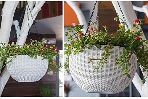 Image 6 of Go Hooked Plastic Hanging Pot, White, Pot Diameter-7.1 Inch, Pot Height-4.8 Inch, Pot Thickness-3 mm, Chain Length-13 inch Approx., 5 Pieces