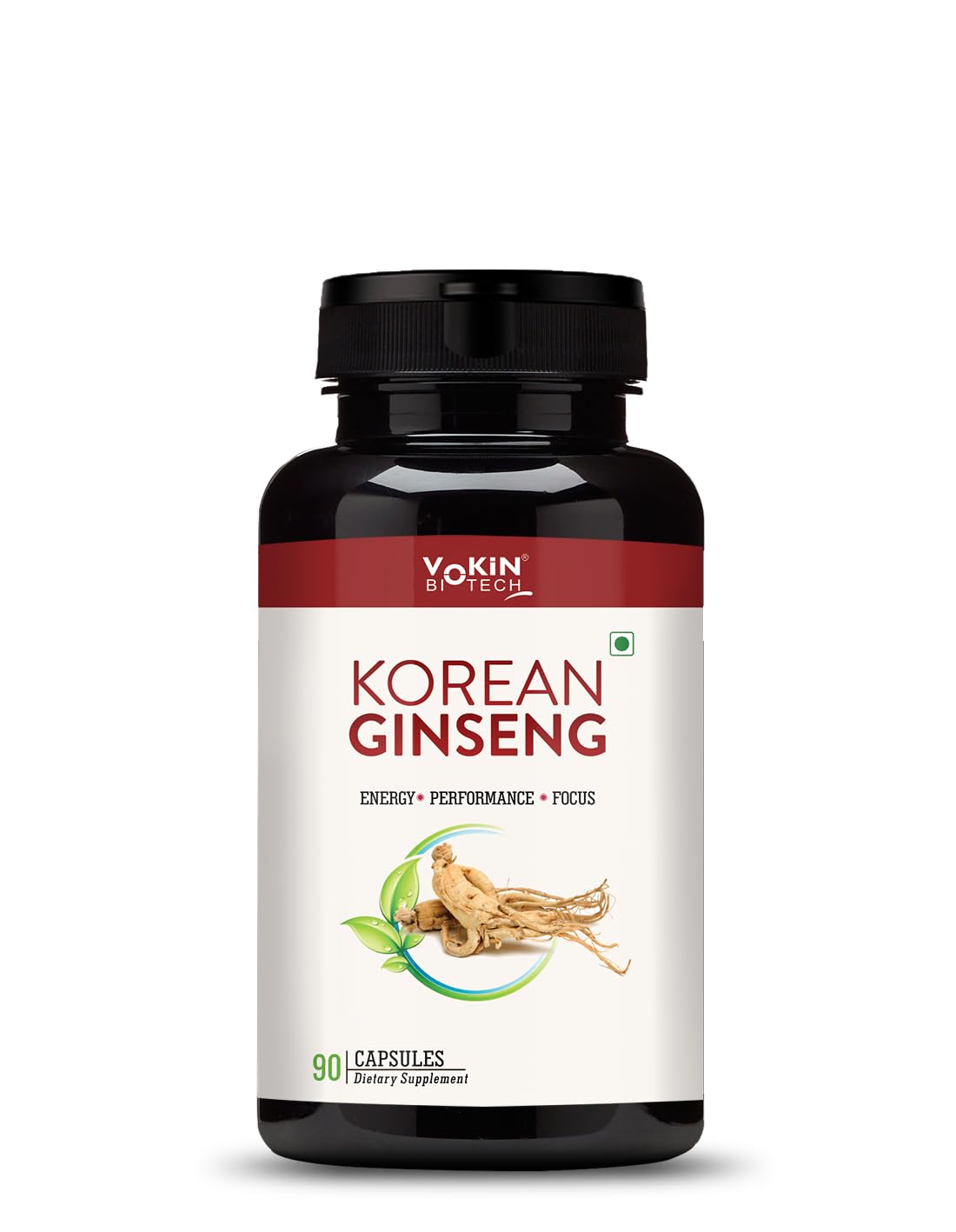 Image 1 of 90 caps for the product Vokin Biotech Korean Ginseng 90 Veg Capsules,Supports Energy, Vitality & Strength, For Men & Women