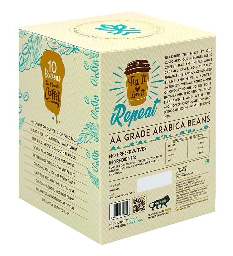 Image 2 of Evora Greens Easy Dip Coffee Bean Bag (12.5gm Each) Signature Blend
