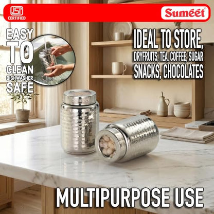 Image 14 of Sumeet Stainless Steel Hammered Canister Container for Kitchen Storage