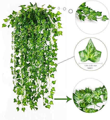 Image 3 of Go Hooked Deehome Artificial Ivy Hanging Grass Creepers for Home Decoration, Green, Each Length-7.5 Feet - Set of 3