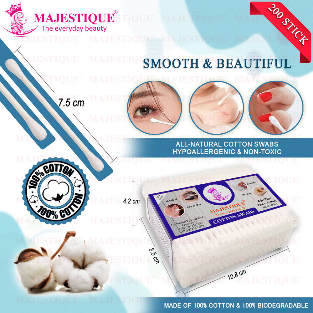 Image 2 of Majestique 200Pcs Paper Cotton Swabs