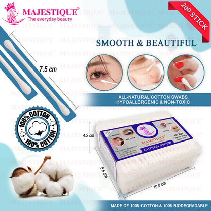 Image 2 of Majestique 200Pcs Paper Cotton Swabs