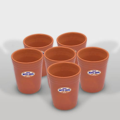 Image 3 of Mitti Cool Handmade Indian Terracotta Clay Dinner Glass Set - 6 Pieces, 200ml. Reusable & Multi-Purpose