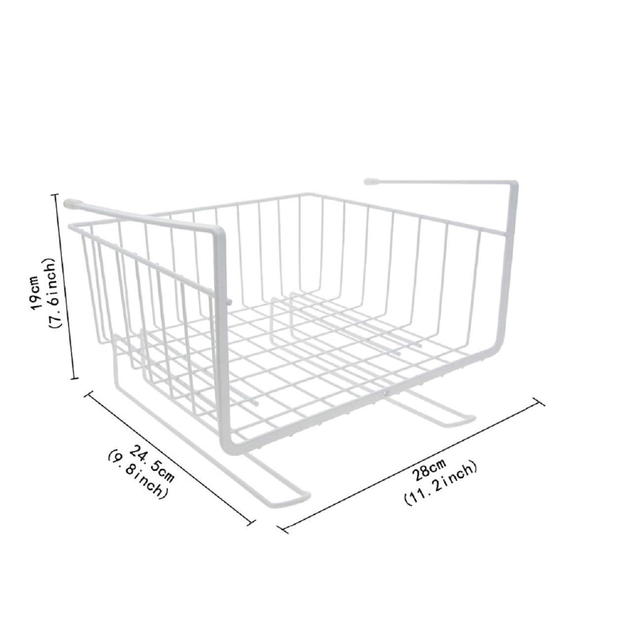 Image 4 of Go Hooked Multipurpose Under Shelf Basket 12 Inch Wire Rack Cabinet Storage Basket | Metal Hanging Basket for Home | Under Cabinet Drawer | Space Saving Under Shelf Rack (White, 1pcs)