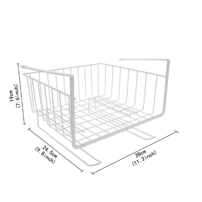 Image 4 of Go Hooked Multipurpose Under Shelf Basket 12 Inch Wire Rack Cabinet Storage Basket | Metal Hanging Basket for Home | Under Cabinet Drawer | Space Saving Under Shelf Rack (White, 1pcs)