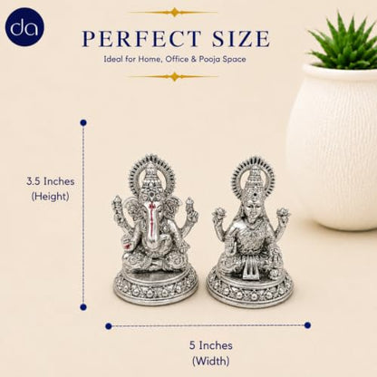 Image 2 of Dev Aastha 999 Silver Lakshmi Ganesh Set 3.5 Inch