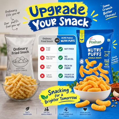 Image 7 of Acme Poshan Nutri+ Protein Puffs Masala Masti 50g