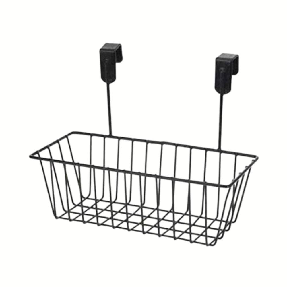 Image 1 of Default Title for the product Go Hooked BIANCO Over Cabinet Door Organizer Metal Hanging Storage Basket 28cm | Under Shelf Cabinet Organizer for Kitchen, Pantry, Bathroom & Sink Cabinet, Heavy Duty Space Saving Wire Rack (Black, Pack of 1)