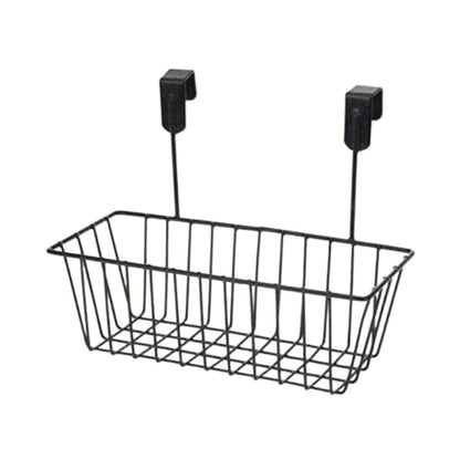 Image 1 of Default Title for the product Go Hooked BIANCO Over Cabinet Door Organizer Metal Hanging Storage Basket 28cm | Under Shelf Cabinet Organizer for Kitchen, Pantry, Bathroom & Sink Cabinet, Heavy Duty Space Saving Wire Rack (Black, Pack of 1)
