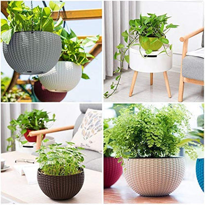 Image 3 of Go Hooked Plastic Round Hanging Planter, Set of 3, Multicolor, 7.1 Inch Diameter, 4.8 Inch Height, 33cm Chain, Indoor/Outdoor