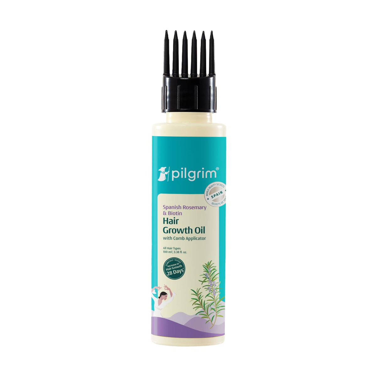 Image 1 of 100 ml for the product Pilgrim Spanish Rosemary & Biotin Hair Growth Oil To Control Hair Fall & Strengthens Hair