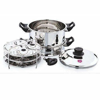 Image 2 of Round Steamer with Fry Pan,Steamer Idly & Dhokla Plate