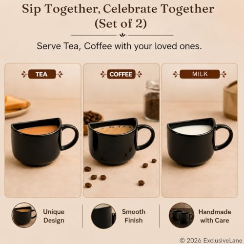 Image 4 of ExclusiveLane Unique Half Ceramic Tea Cups Set of 2 (130 ML)