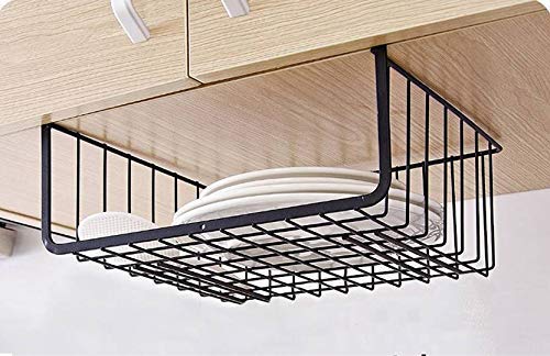 Image 5 of Go Hooked 16 Inch Under Shelf Basket Black Powder Coated Iron for Maximum Storage Efficiency Optimize Your Space for Kitchen and Pantry Home and Office Set of 2