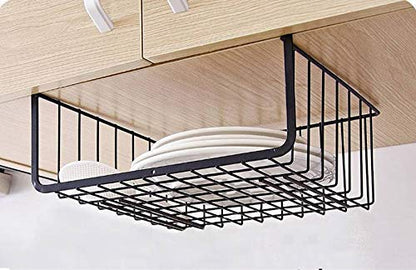Image 5 of Go Hooked 16 Inch Under Shelf Basket Black Powder Coated Iron for Maximum Storage Efficiency Optimize Your Space for Kitchen and Pantry Home and Office Set of 2