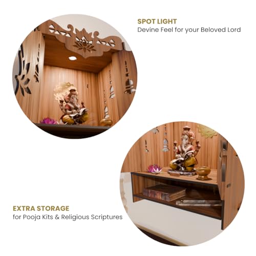 Image 5 of NIVED YAMUNA Engineered Wood Mandir with Door 21 x 16 x 10.5 inch