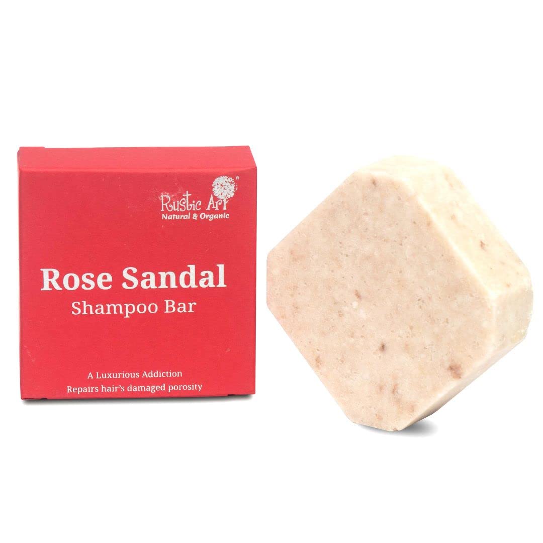 Image 1 of 75 gm for the product Rustic Art Rose Sandal Hair Cleansing Bar