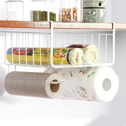 Image 5 of Go Hooked Multipurpose Under Shelf Basket 12 Inch Wire Rack Cabinet Storage Basket | Metal Hanging Basket for Home | Under Cabinet Drawer | Space Saving Under Shelf Rack (White, 1pcs)