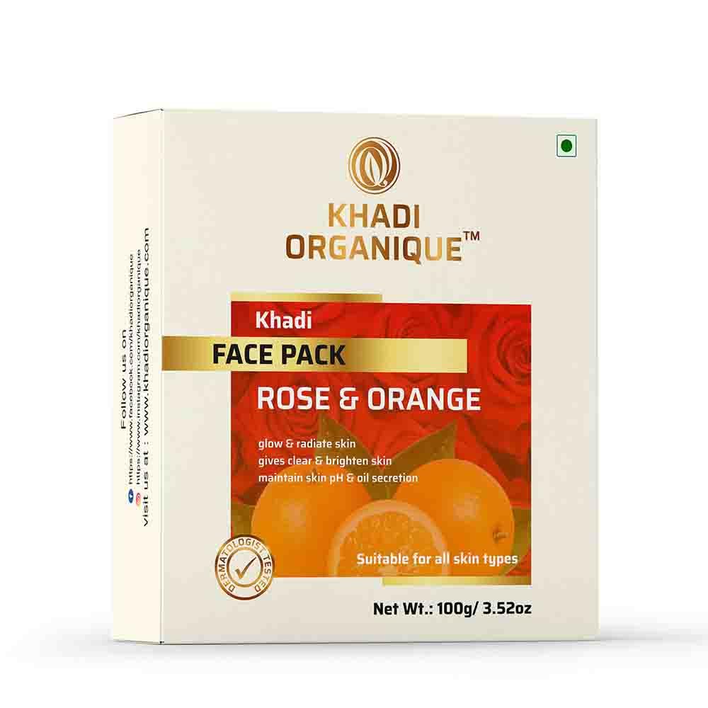 Image 1 of 100 gm for the product Khadi Organique Rose & Orange Face Pack for Glowing Skin