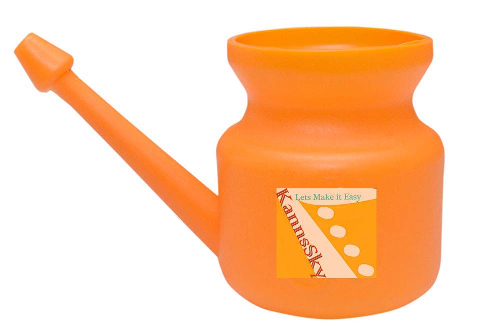 Image 1 of 500 ml / Orange / Pack of 1 for the product Kannssky Plastic Jala Neti Pot for Nasal Wash