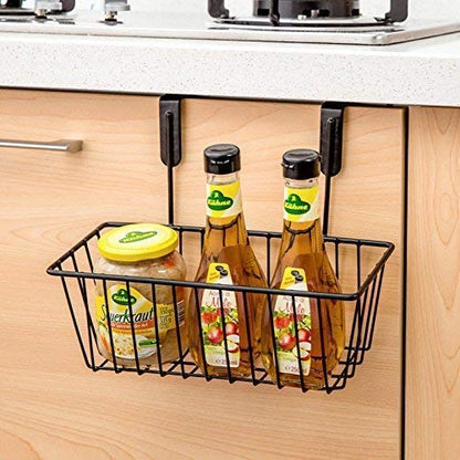 Image 6 of Go Hooked Bianco Over Door Hanging Basket | Under Shelf | Metal Multipurpose Cabinet Door Organizer | Bathroom Cabinet Holder| Side Basket Hanging Organizer (Pack of 3, Black)