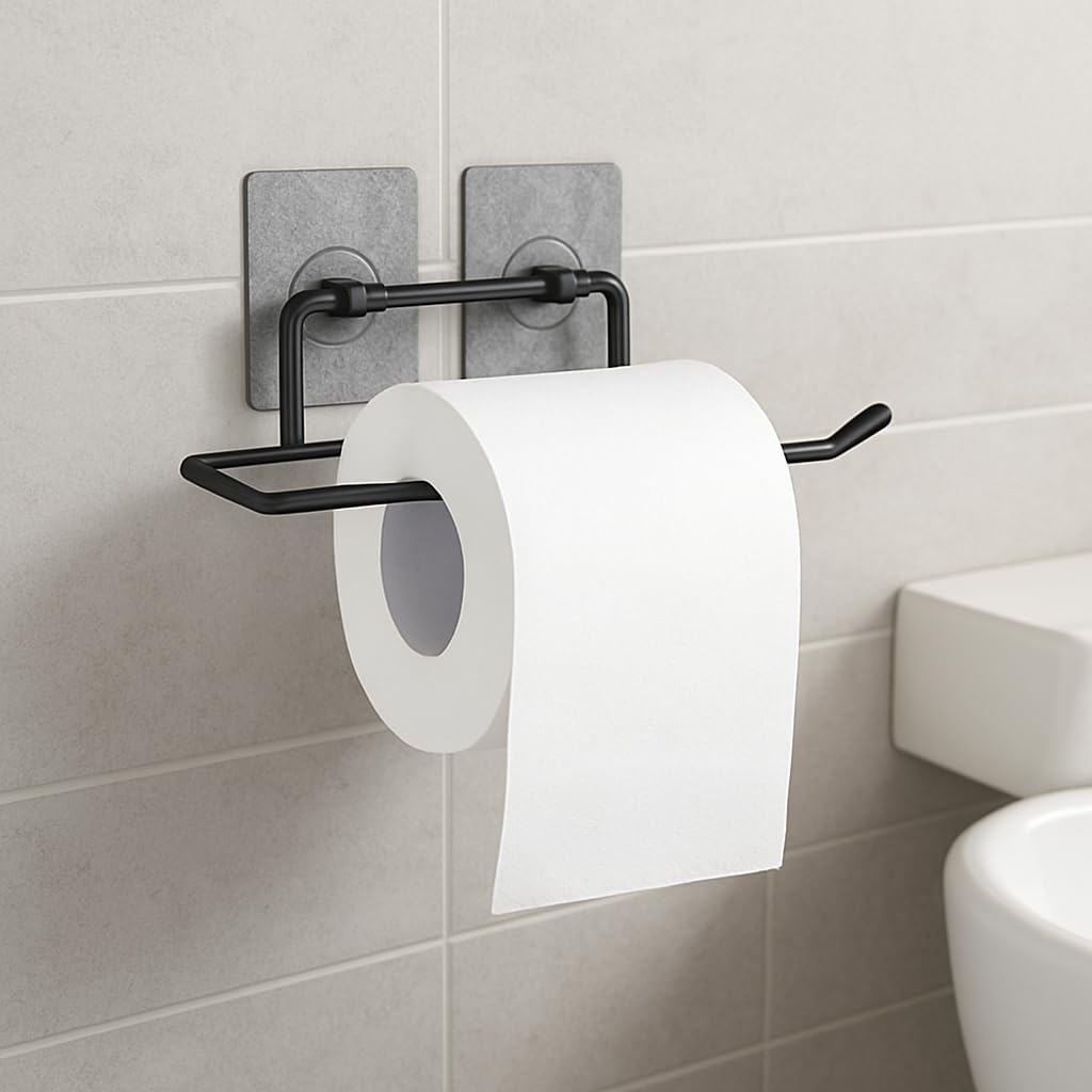Image 2 of Go Hooked Self Adhesive Toilet Paper Holder | No Drill Tissue Paper Roll Holder | Rustproof No Drilling Tissue/Towel Holder for Kitchen, Bathroom, Washroom | Wall Mount (Pack of 3)