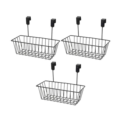 Image 1 of Default Title for the product Go Hooked Bianco Over Door Hanging Basket | Under Shelf | Metal Multipurpose Cabinet Door Organizer | Bathroom Cabinet Holder| Side Basket Hanging Organizer (Pack of 3, Black)