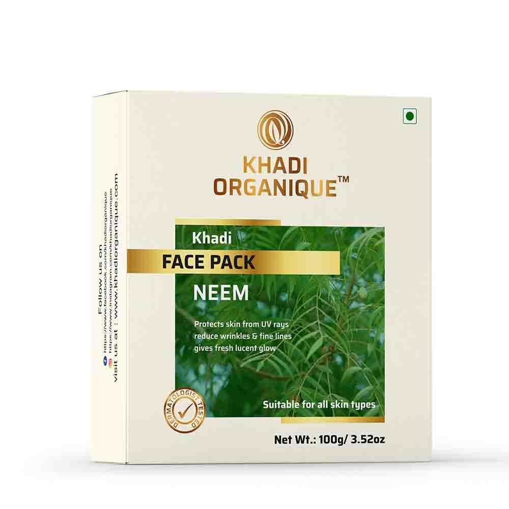 Image 1 of 100 gm for the product Khadi Organique Neem Face Pack for Pimple-Free Clear Skin
