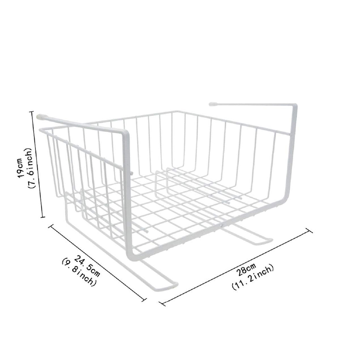 Image 1 of Go Hooked Bianco 12 Inch Multifunctional Kitchen Storage Basket Under Cabinet Storage Shelf Basket Wire Rack Organizer Versatile Durable Space Saving Convenient White Standard Pack of 1
