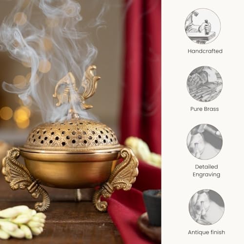 Image 3 of Ritualistic Sanchi Brass Loban Lamp