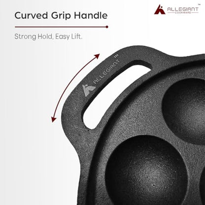 Image 6 of ALLEGIANT COOKWARE Kitchen Pre-Seasoned Cast Iron Appam Pan with 7 Cavity Design