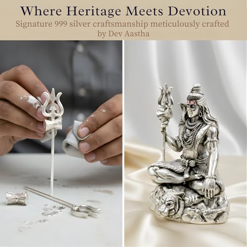 Image 5 of Dev Aastha Premium Silver-Plated Lord Shiva Idol 3.75 Inch