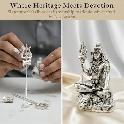 Image 5 of Dev Aastha Premium Silver-Plated Lord Shiva Idol 3.75 Inch
