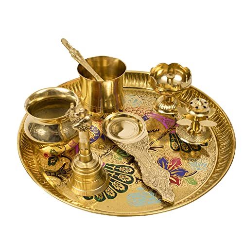 Image 5 of Spillbox Traditional Handcrafted Brass Puja - Peacock Ppset
